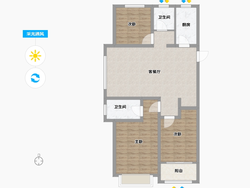 山东省-菏泽市-华夏幸福城-95.20-户型库-采光通风