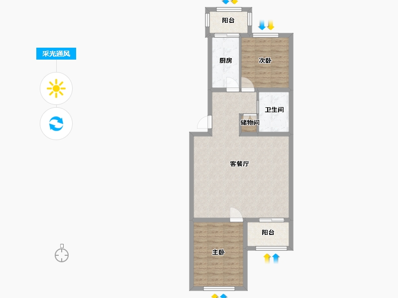 北京-北京市-定慧北里-70.46-户型库-采光通风