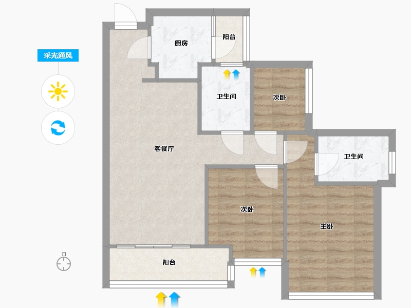 广东省-广州市-佳兆业城市广场-67.08-户型库-采光通风