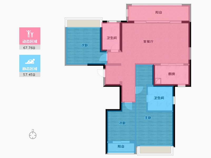 湖北省-武汉市-沙湖中心文华府-112.00-户型库-动静分区