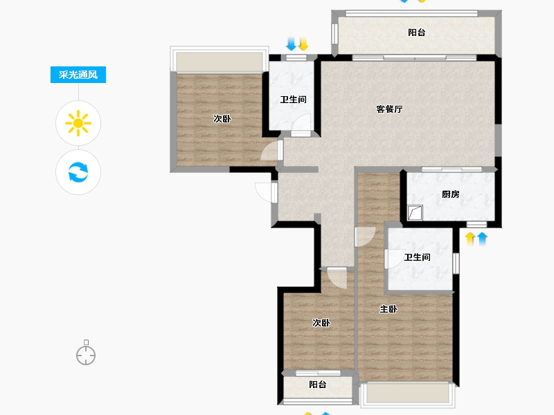 湖北省-武汉市-沙湖中心文华府-112.00-户型库-采光通风