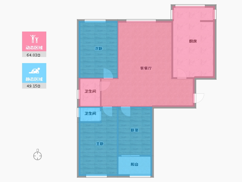 河北省-衡水市-天山公寓-103.81-户型库-动静分区