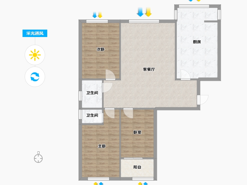 河北省-衡水市-天山公寓-103.81-户型库-采光通风