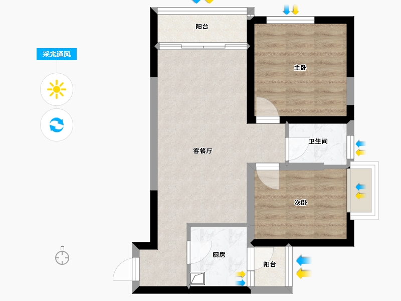 广东省-深圳市-五洲星苑-56.90-户型库-采光通风