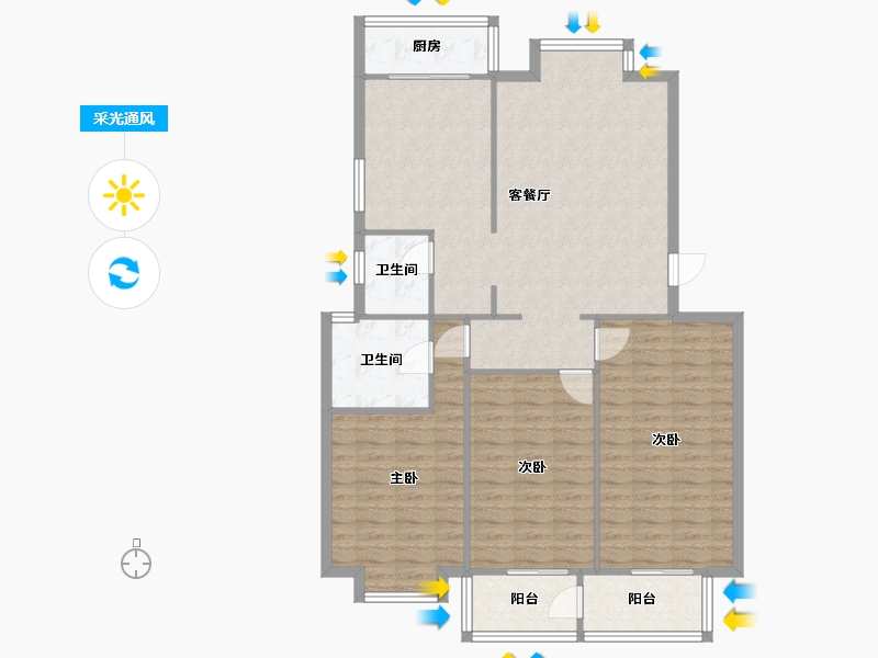 河北省-廊坊市-和平丽景-115.00-户型库-采光通风