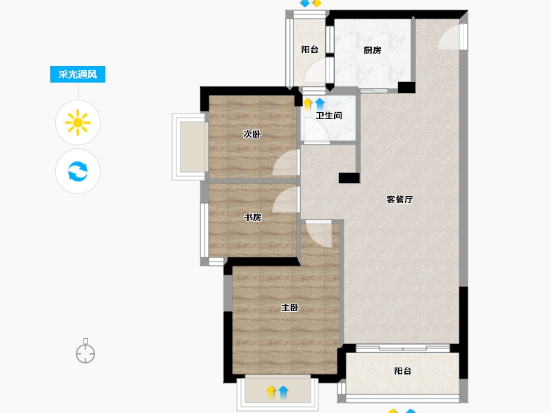 广西壮族自治区-南宁市-长岛800里香江-72.00-户型库-采光通风