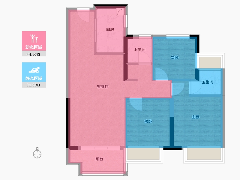 安徽省-合肥市-保利天阜锦上-77.15-户型库-动静分区