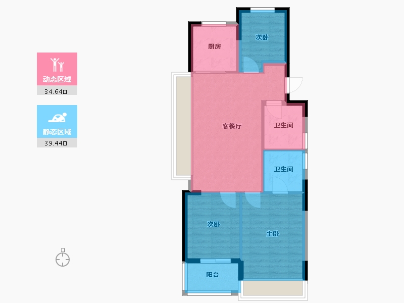 浙江省-金华市- 金钰铭筑-72.00-户型库-动静分区