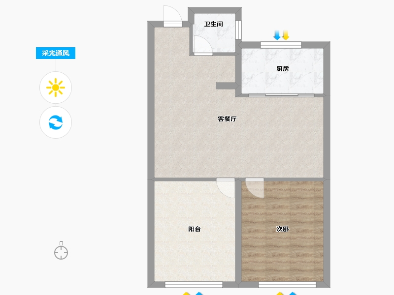 山东省-淄博市-宏程国际广场-64.80-户型库-采光通风