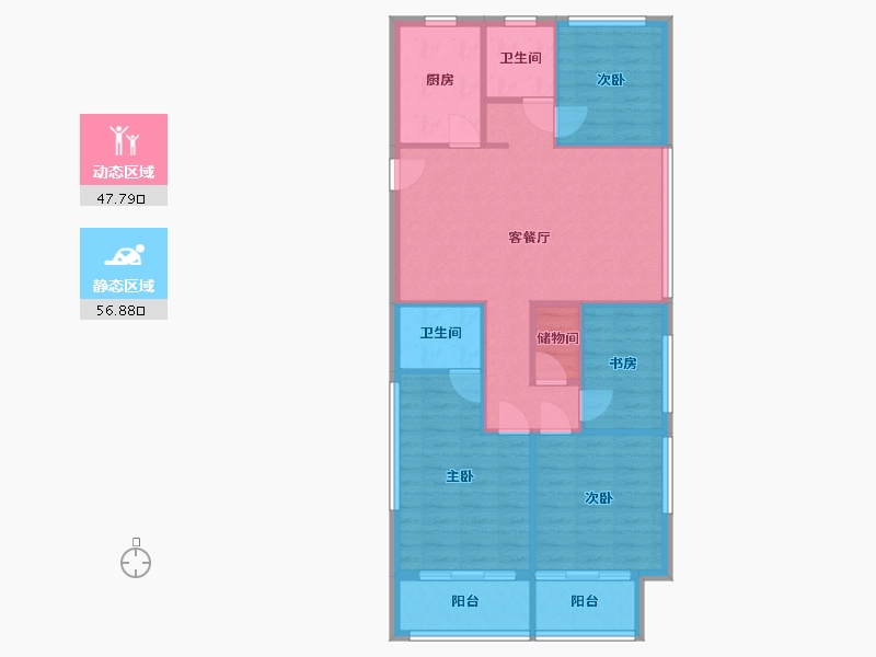 浙江省-温州市-鹿屿华庭-101.31-户型库-动静分区