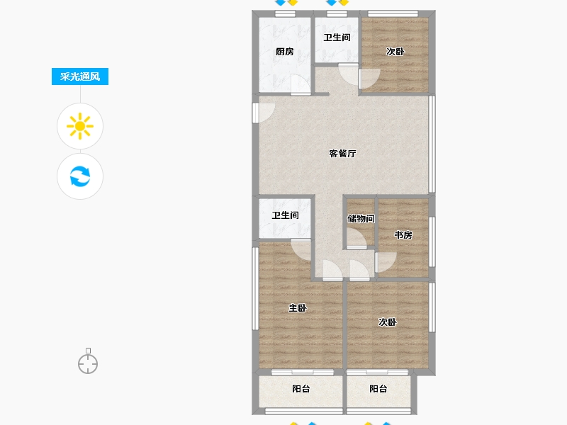 浙江省-温州市-鹿屿华庭-101.31-户型库-采光通风