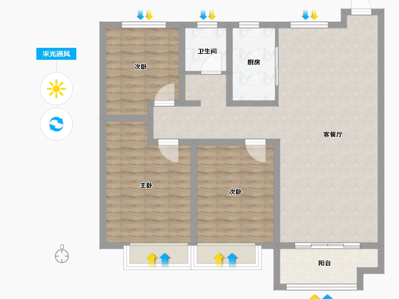 山东省-枣庄市-金玉嘉园-96.00-户型库-采光通风