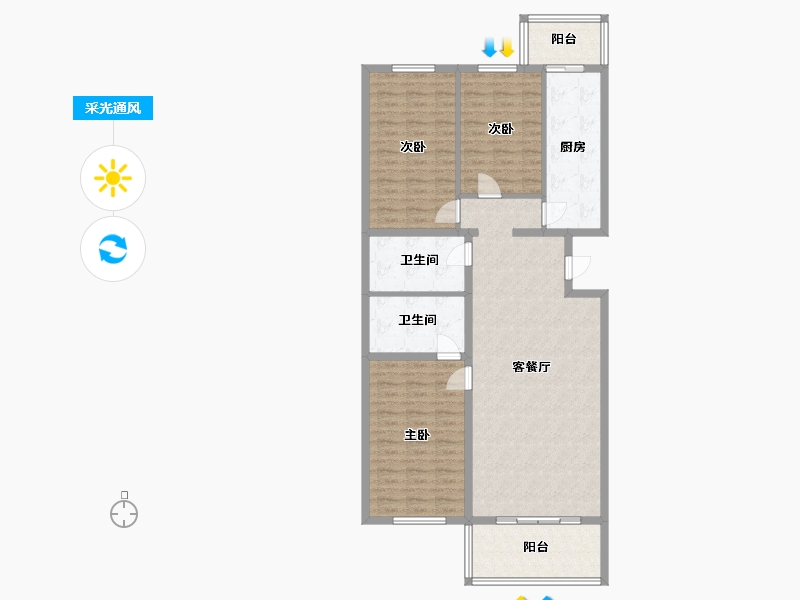 北京-北京市-天通北苑-二区-127.00-户型库-采光通风