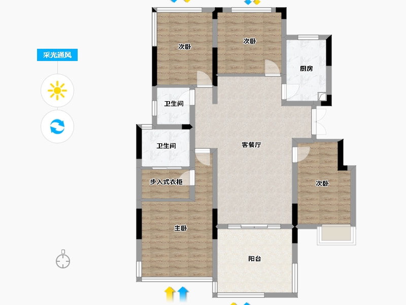 四川省-泸州市-玖玺府-105.00-户型库-采光通风