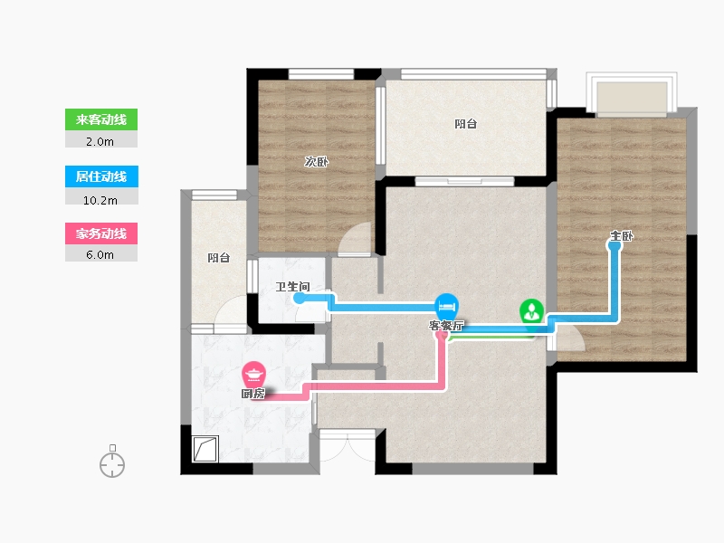 重庆-重庆市-财富中心国际公寓-B区-76.00-户型库-动静线