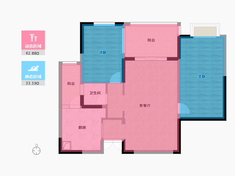 重庆-重庆市-财富中心国际公寓-B区-76.00-户型库-动静分区