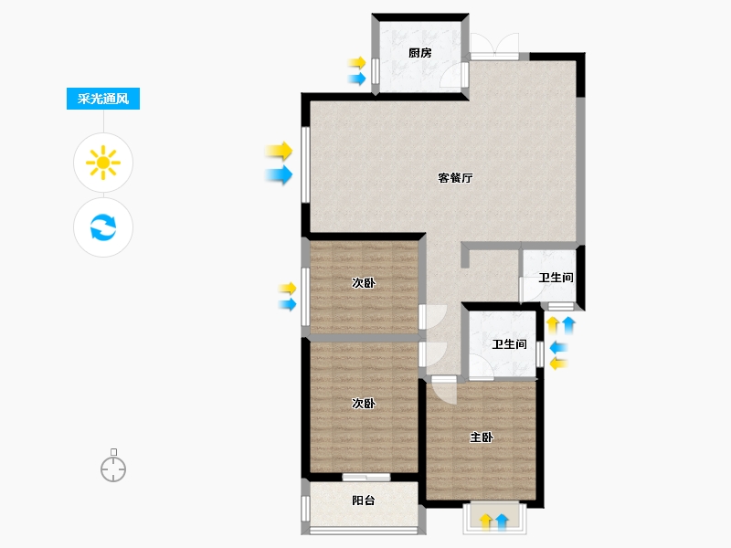 河南省-郑州市-中原区航海西路街道后河卢村安置房-109.49-户型库-采光通风