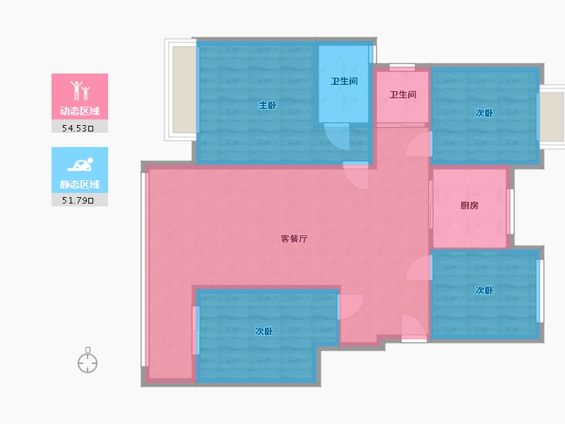 江西省-抚州市-鑫鼎清华门-112.86-户型库-动静分区