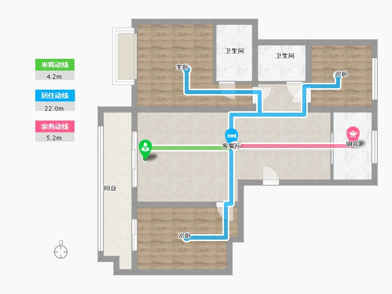 河南省-新乡市-2080幸福里-90.00-户型库-动静线