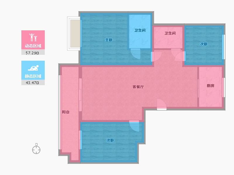 河南省-新乡市-2080幸福里-90.00-户型库-动静分区