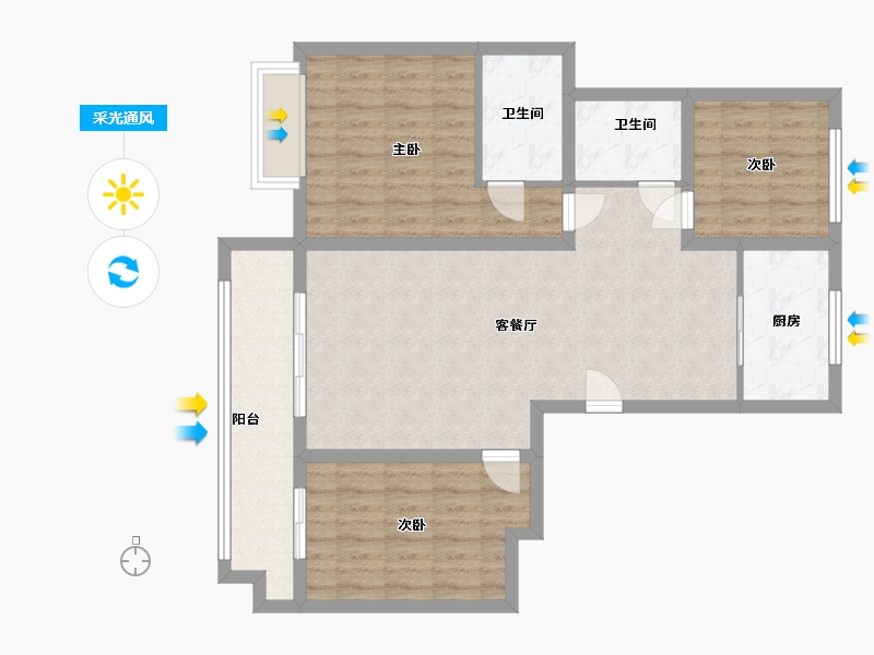 河南省-新乡市-2080幸福里-90.00-户型库-采光通风