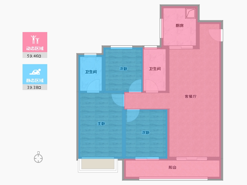 陕西省-咸阳市-融创御河宸院-88.00-户型库-动静分区