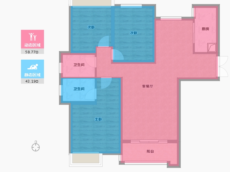 河南省-洛阳市-泉舜铭泉苑-93.60-户型库-动静分区