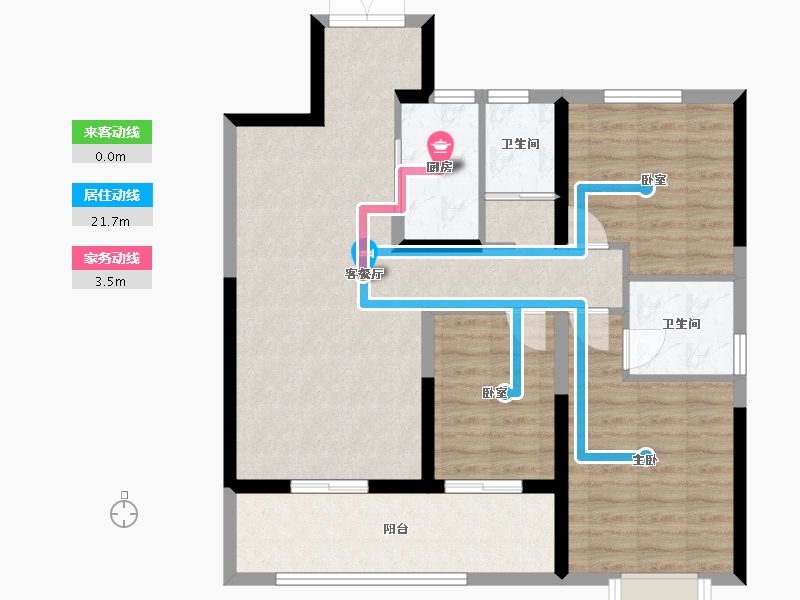 湖南省-永州市-荣盛滨江御府-85.60-户型库-动静线