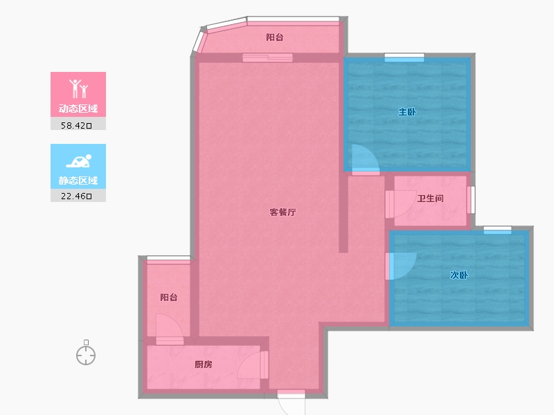 重庆-重庆市-天科南湖雅苑-71.45-户型库-动静分区