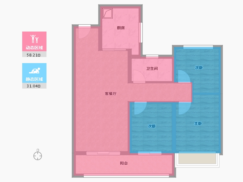 陕西省-咸阳市-融创御河宸院-79.20-户型库-动静分区