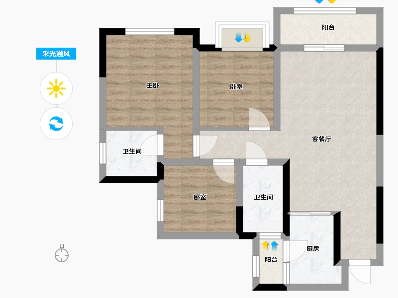 四川省-乐山市-蓝城绿洲-89.00-户型库-采光通风