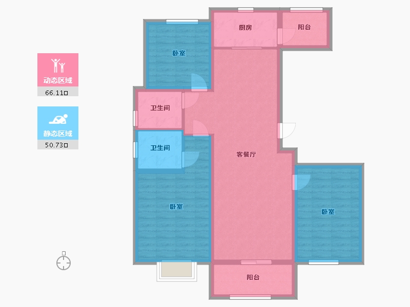 山东省-菏泽市-金沙弯小区-104.80-户型库-动静分区