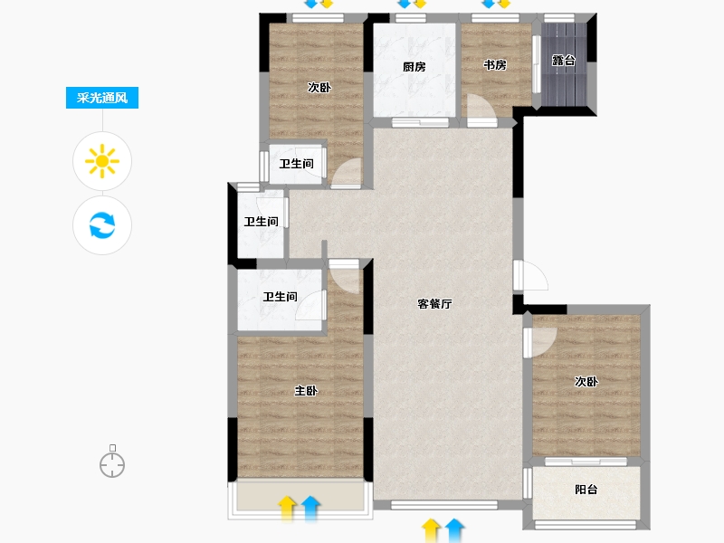 山东省-泰安市-泰实学府春天-114.40-户型库-采光通风