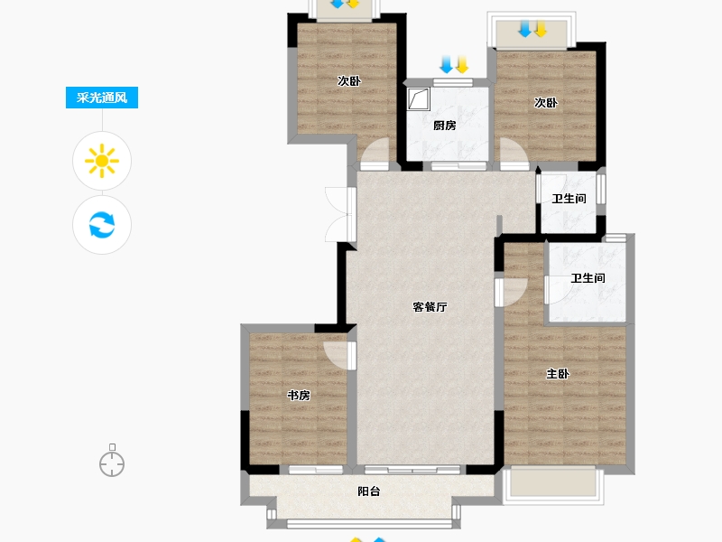 福建省-漳州市-科技园-120.00-户型库-采光通风