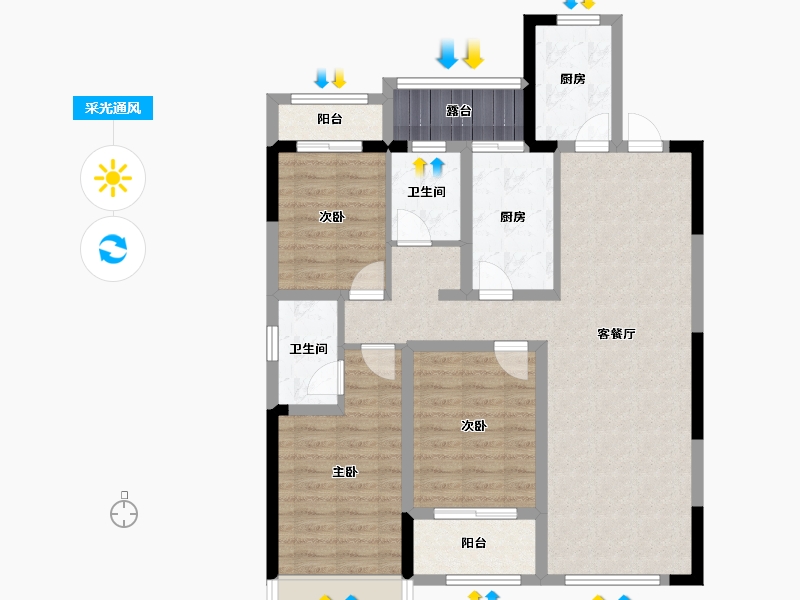 山东省-泰安市-泰实学府春天-102.40-户型库-采光通风