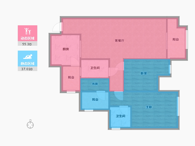 重庆-重庆市-宝科鑫天地-84.00-户型库-动静分区