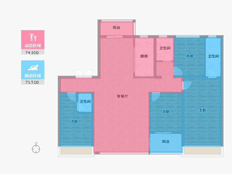 山东省-泰安市-泰实学府春天-138.40-户型库-动静分区