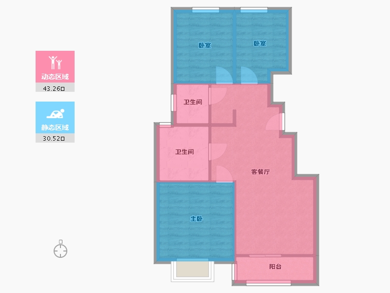 天津-天津市-中交上东湾-71.41-户型库-动静分区