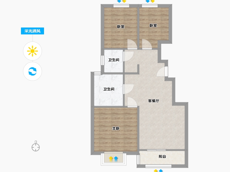 天津-天津市-中交上东湾-71.41-户型库-采光通风