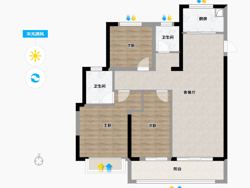 山东省-泰安市-盛世康园-77.60-户型库-采光通风