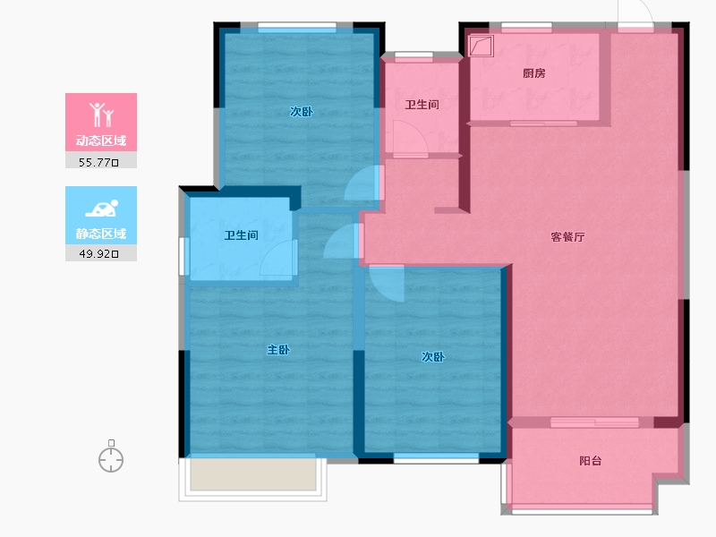 安徽省-阜阳市-高速时代公馆-93.60-户型库-动静分区