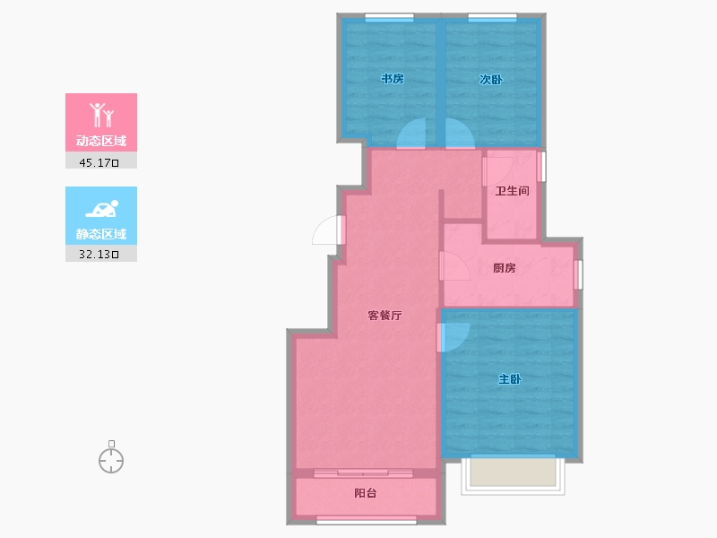 天津-天津市-宜禾美锦园-76.00-户型库-动静分区