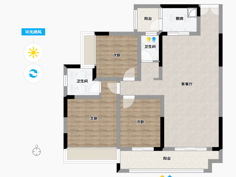 贵州省-毕节市-花开城G区-90.30-户型库-采光通风