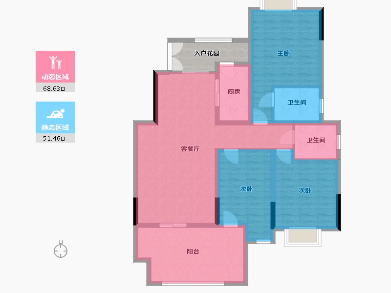 重庆-重庆市-建工新岭域-113.69-户型库-动静分区