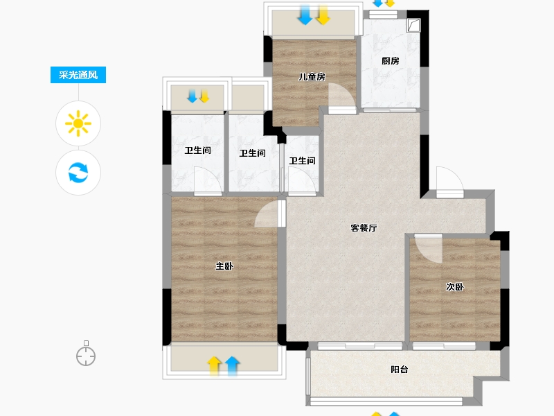 湖北省-武汉市-联投武汉城建花山印象-74.73-户型库-采光通风