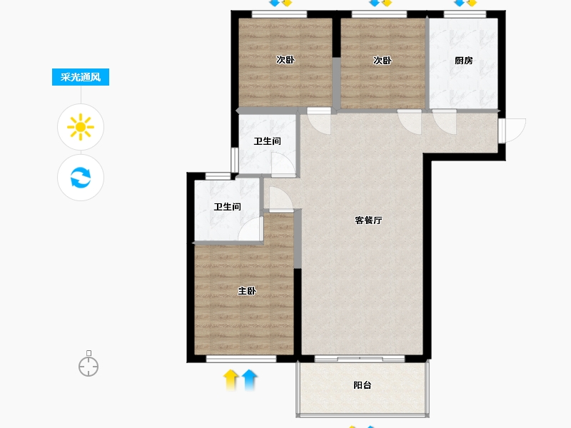 湖南省-怀化市-云箭嘉苑C区-96.00-户型库-采光通风