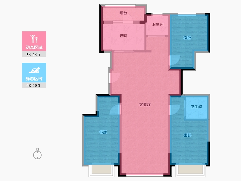 黑龙江省-大兴安岭地区-学府名苑-102.94-户型库-动静分区