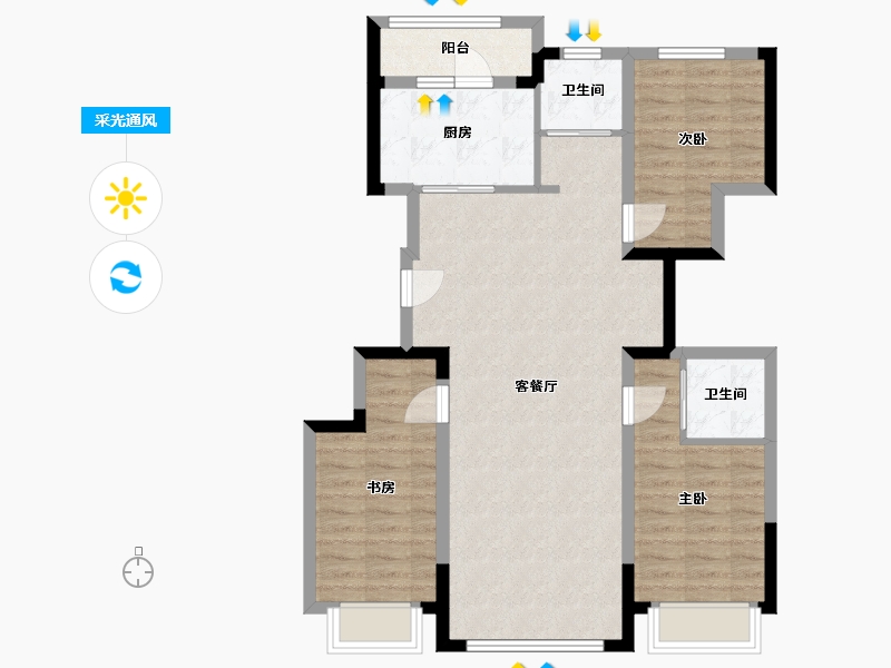 黑龙江省-大兴安岭地区-学府名苑-102.94-户型库-采光通风