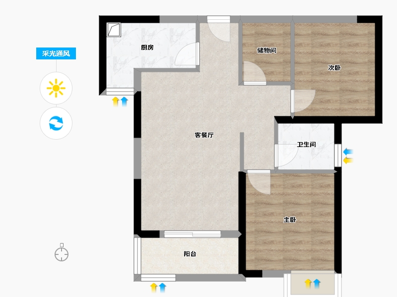 湖北省-武汉市-加州橘郡-71.20-户型库-采光通风