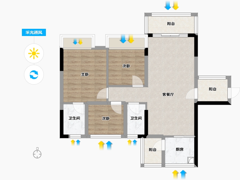 广西壮族自治区-南宁市-红日江山-90.00-户型库-采光通风